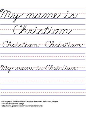 how to write christian in cursive